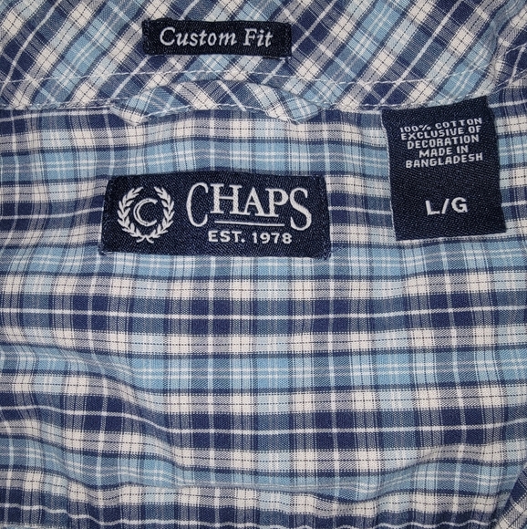 Chaps Blue Casual Button Down Shirt - Picture 3 of 9